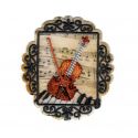 Patch Ecusson Thermocollant Médaillon vintage Musique violon 5,50 x 6 cm