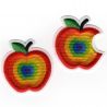 Patch Ecusson Thermocollant Pomme et pomme croquée couleurs vives 3 x 3,20 cm
