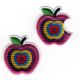 Patch Ecusson Thermocollant Pomme et pomme croquée multicolores 3 x 3,20 cm