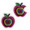 Patch Ecusson Thermocollant Pomme et pomme croquée multicolores 3 x 3,20 cm
