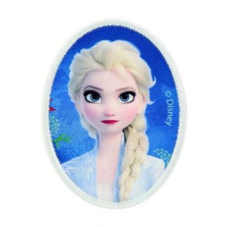 Patch Ecusson Thermocollant Elsa en médaillon Rein des neiges 5 x 7 cm