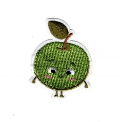 Patch Ecusson Thermocollant Pomme avec des yeux 3,50 x 5 cm