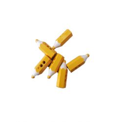 6 x Bouton crayon de couleur en plastique coloris jaune 2 trous 2 cm