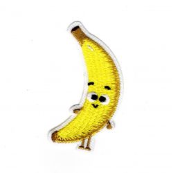 Patch Ecusson Thermocollant Banane avec des yeux 3 x 5,50 cm