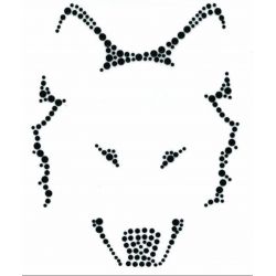 Applique à thermocoller Tête de loup en strass coloris noir 11,50 x 14 cm
