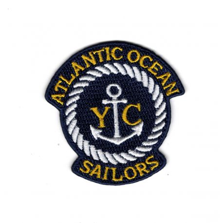 Patch Ecusson Thermocollant Blason Nautique Atlantic ocean ancre marine 5 x 5 cm