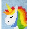 Kit Canevas complet Licorne arc en ciel rainbow 15 x 15 Enfant gros trous