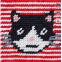 Kit Canevas complet Le chat noir et blanc 15 x 15 Enfant gros trous