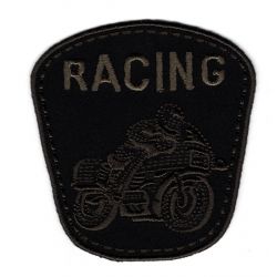Patch Ecusson Thermocollant Moto racing coloris noir 7 x 7 cm