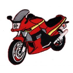 Patch Ecusson Thermocollant Moto rouge 7 x 8 cm
