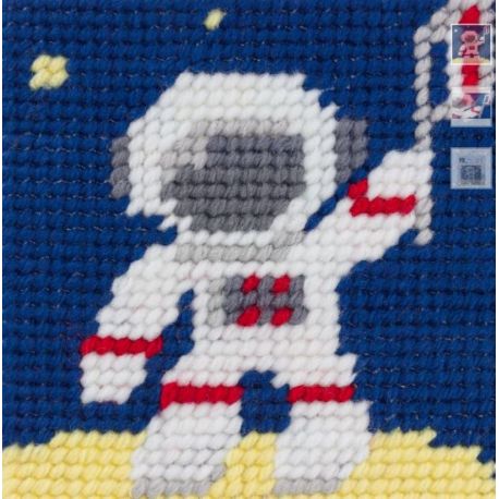 Kit Canevas complet Astronaute sur la lune 15 x 15 Enfant gros trous