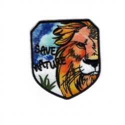 Patch Ecusson Thermocollant Save Nature Lion 4,50 x 5,50 cm