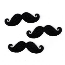 Patch Ecusson Thermocollant 3 x moustache noire 1,50 x 5 cm