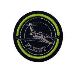 Patch Ecusson Thermocollant Avion flight fluo jaune 5,50 X 5,50 cm