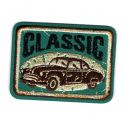 Patch Ecusson Thermocollant voiture classic fond vert vintage 4 X 6 cm