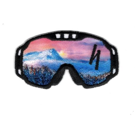 Patch Ecusson Thermocollant Paysage lunettes de ski 3 X 5,50 cm