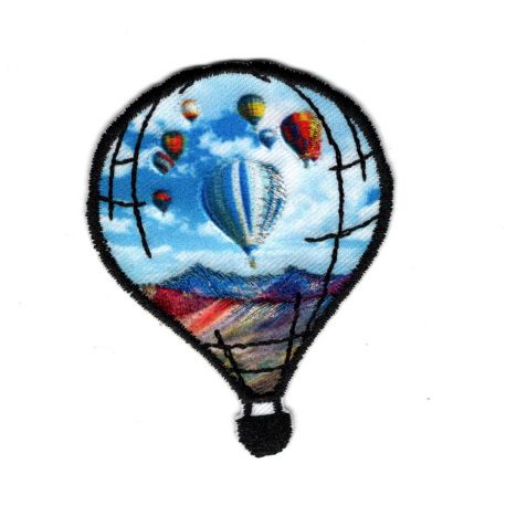 Patch Ecusson Thermocollant Paysage montgolfière 4 X 5,50 cm