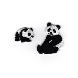 Patch Ecusson Thermocollant Maman panda et son bébé 3 x 3,50 et 1 x 2 cm