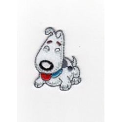 Patch Ecusson Thermocollant Petit chien blanc rigolo 3 x 4 cm