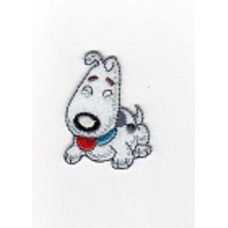 Patch Ecusson Thermocollant Petit chien blanc rigolo 3 x 4 cm