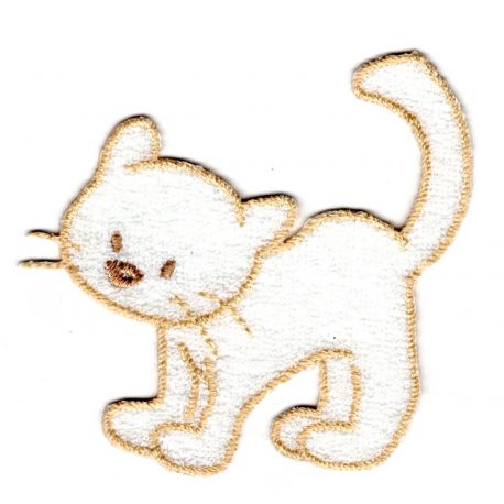 Patch Ecusson Thermocollant Chat éponge coloris blanc 6 x 6 cm