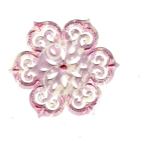 Patch Ecusson Thermocollant Fleur rose ajourée A 5 x 5 cm