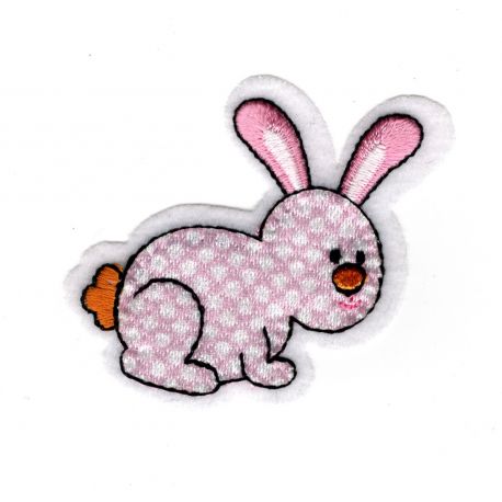 Patch Ecusson Thermocollant Lapin vichy rose 5 x 6 cm