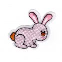 Patch Ecusson Thermocollant Lapin vichy rose 5 x 6 cm