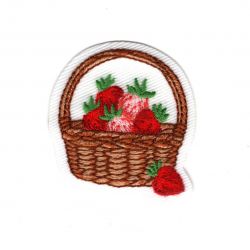Patch Ecusson Thermocollant Panier de fraises bucolique 4,50 x 4,50 cm