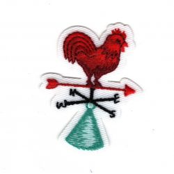 Patch Ecusson Thermocollant Girouette coq rouge 4,50 x 5,50 cm