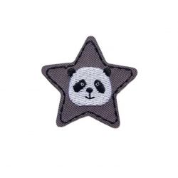 Patch Ecusson Thermocollant Etoile panda fond gris 4 x 4 cm