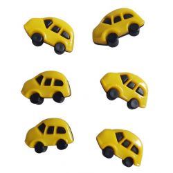 6 x bouton plastique voiture coloris jaune 2,50 x 1,50 cm