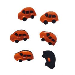 6 x bouton plastique voiture coloris orange 2,50 x 1,50 cm