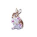 Patch Ecusson Thermocollant Lapin avec fleurs 3,50 x 5,50 cm