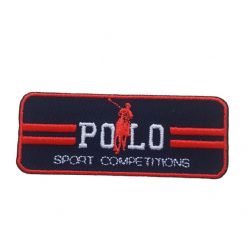 Patch Ecusson Thermocollant Polo Sport Rouge fond marine 7 x 2,50 cm