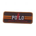 Patch Ecusson Thermocollant Polo Sport Orange fond marron 7 x 2,50 cm