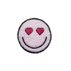 Patch Ecusson Thermocollant Smile rose avec coeur 3 x 3 cm