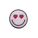 Patch Ecusson Thermocollant Smile rose avec coeur 3 x 3 cm