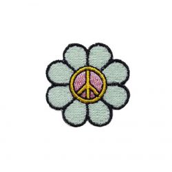 Patch Ecusson Thermocollant Fleur Peace and love 3 x 3 cm