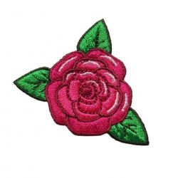 Patch Ecusson Thermocollant Fleur Rose coloris rose 4 x 5 cm