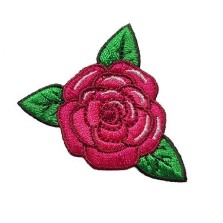 Patch Ecusson Thermocollant Fleur Rose coloris rose 4 x 5 cm