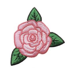 Patch Ecusson Thermocollant Fleur Rose coloris rose clair 4 x 5 cm