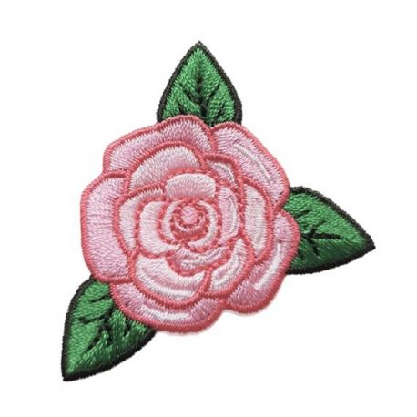 Patch Ecusson Thermocollant Fleur Rose coloris rose clair 4 x 5 cm