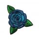 Patch Ecusson Thermocollant Fleur Rose coloris bleu 4 x 5 cm