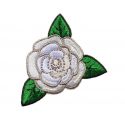 Patch Ecusson Thermocollant Fleur Rose coloris écru 4 x 5 cm