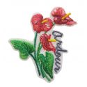 Patch Ecusson Thermocollant Fleur Anthurium langue de feu 6 x 6,50 cm