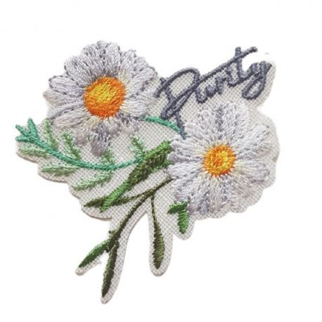 Patch Ecusson Thermocollant Fleur Marguerite Daisy 6 x 6,50 cm