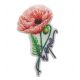 Patch Ecusson Thermocollant Fleur coquelicot poppy 3,50 x 6 cm