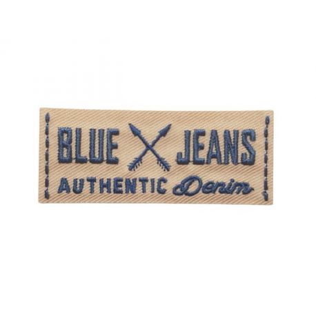 Patch Ecusson Thermocollant Blue Jeans coloris beige 2,50 x 6 cm