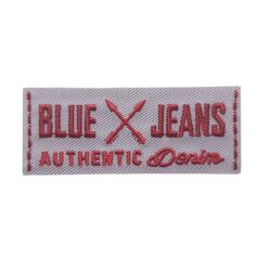 Patch Ecusson Thermocollant Blue Jeans coloris gris 2,50 x 6 cm